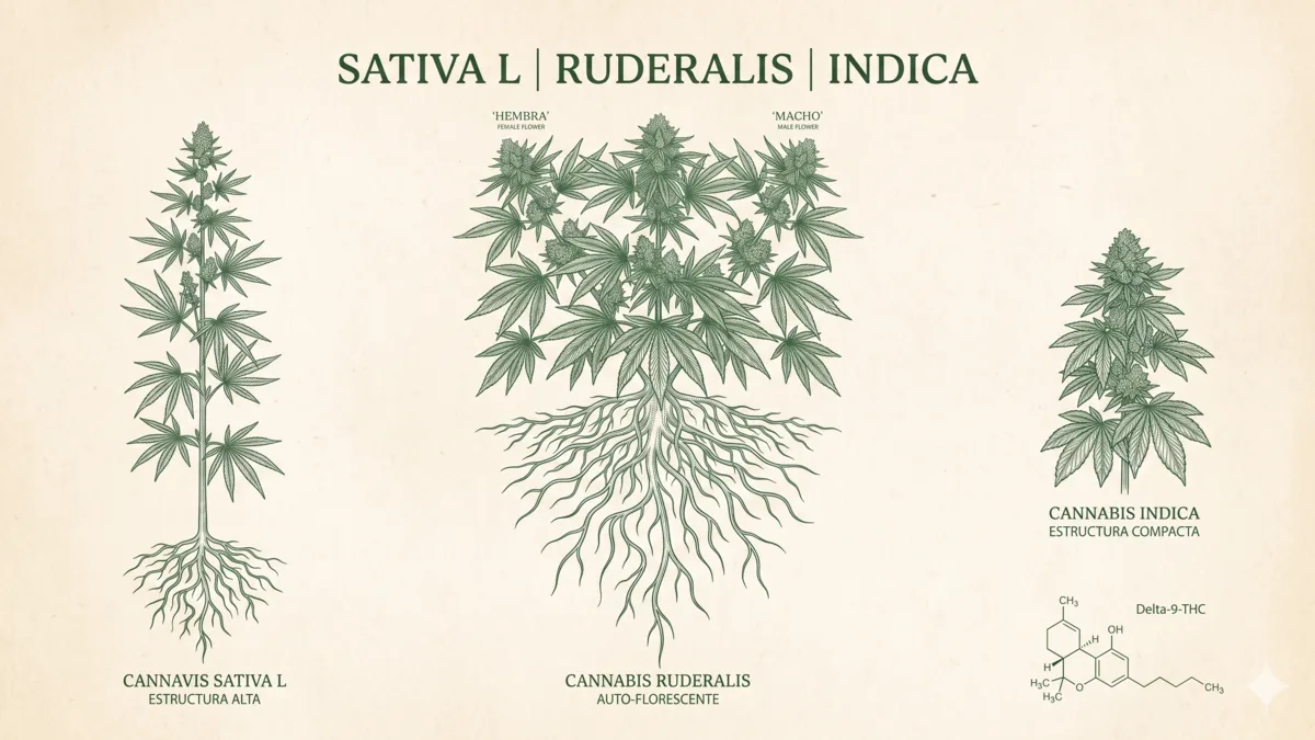Cepas de Cannabis sativa: indica, sativa y ruderalis